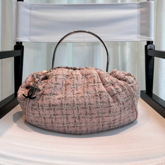 Authentic Pre-Owned Chanel Tweed Boucle Knitting Bag Pink - Picture 1 of 13